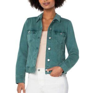 Liverpool Los Angeles Viridian Green Stretch Denim Jean Jacket Medium